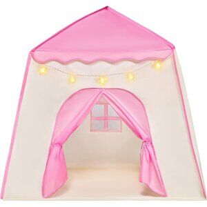 Pink Princess Tent for Girls with LED Star Lights Indoor & Outdoor Playhouse
